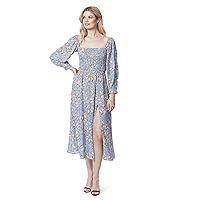 Jessica Simpson Womens Spenser Smocked Floral Print Midi Dress