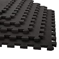 Interlocking EVA Foam Floor Tiles for Home Gym, Yoga Mat, Workout Equipment, or Child's Play Surface - Set of 6, (Black) by Stalwart