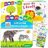 World of Eric Carle Lift The Flap Board Books for Toddlers - Bundle with 2 Interactive Board Books for Boys and Girls with Look And Find Pages Plus Animal Stickers And More (Sensory Books for Toddlers 1-3)