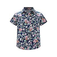 TiaoBug Boys Kids Casual Short Sleeve Hawaiian Button Down Shirt Tops Floral Print Blouse Holiday Summer Beach Shirt