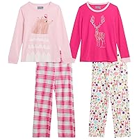Eddie Bauer Girls' Pajama Set - Cozy Fleece Winter Sleepwear Set - 4 Piece Long Sleeve Shirt and Pants (5-10)