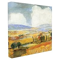Stupell Industries Golden Pastures Landscape Stretched Canvas Wall Art, 17 x 1.5 x 17, Multi-Color