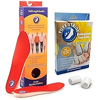 Pure Stride Professional Full Length Orthotics (1 Pair, Men's 6-6.5 / Women's 8-8.5) and Gel Toe Tubes (2 Pads, Small) - Pain Relief for Feet