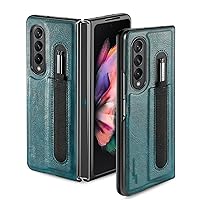 Case for Samsung Galaxy Z Fold 4, Magnetic Flip Leather Cover with S Pen Holder Wireless Charging Support Function PU Leather Back Cover,Green
