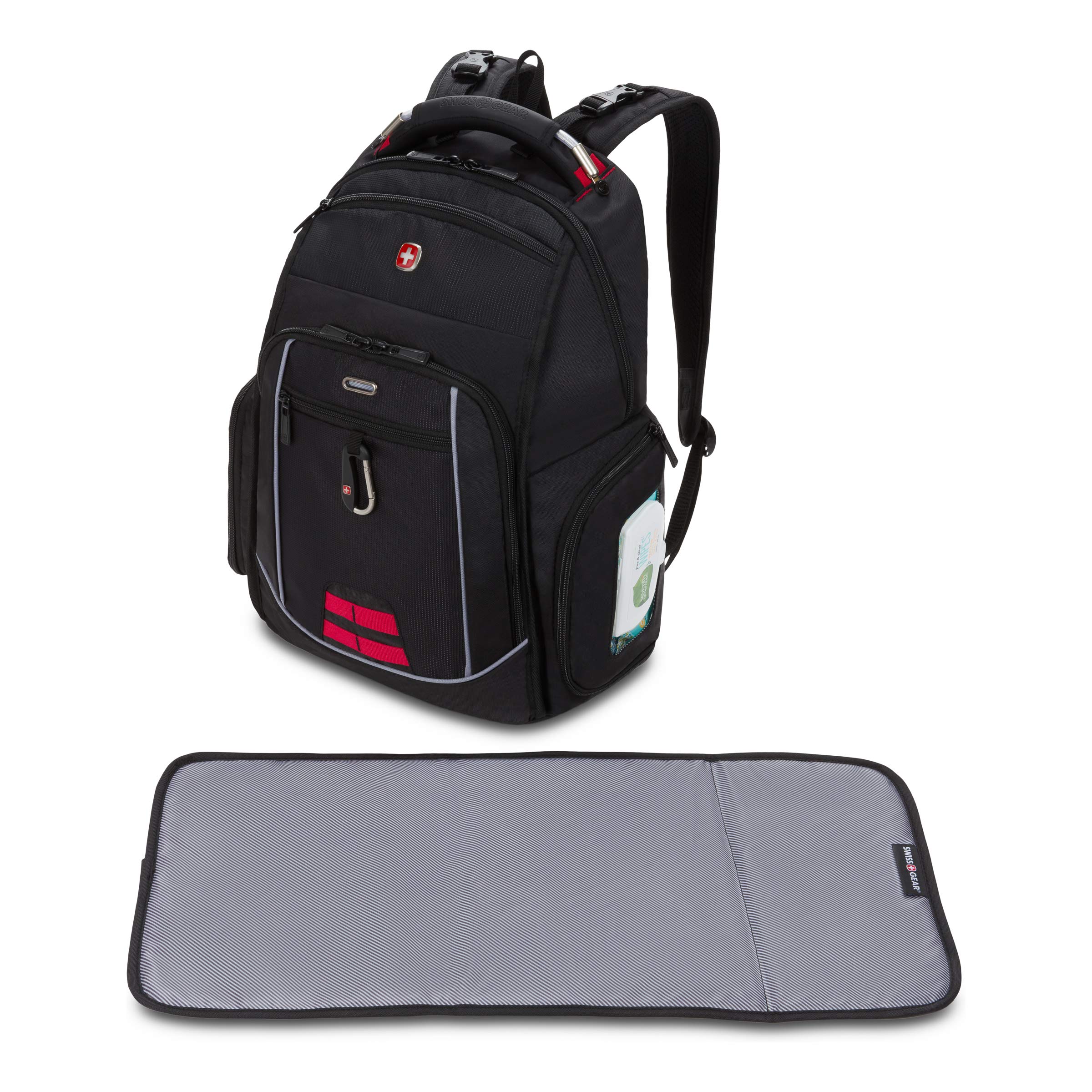 SwissGear Travel Diaper Bag Backpack, Black, 17.5-Inch