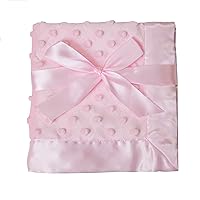 American Baby Company Heavenly Soft Chenille Security Blanket, 2-Layer Design with Minky Dot & Silky Satin, Pink, 14