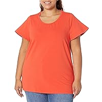 Avenue Plus Size TOP Flutter Stretch, in RED Alert, Size, 1820