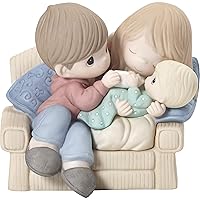 Precious Moments New Parents with Baby Figurine | Makes Love Stronger Couple with Baby Bisque Porcelain Figurine New Parent Gift | Nursery Decor