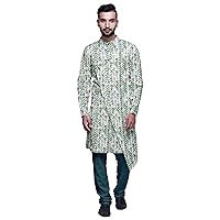 Designer Kurta Pajama for Men Printed Angrakha Kurta Set Summer Clothing