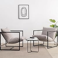 ZINUS Aidan Sling Accent Chair, Pack of 2, Metal Framed Armchair with Shredded Foam Cushioning, Oatmeal