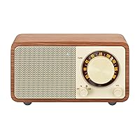 Sangean WR-7WL Wood Cabinet Mini Bluetooth Speaker with FM Tuner and Aux-in Walnut/Wood