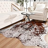 Faux Cowhide Rug Large Cow Print Rug 4.6 x 5.2 Feet Thickened Elastic Cowhide Rug for Bedroom Living Room Home Office Western Decor