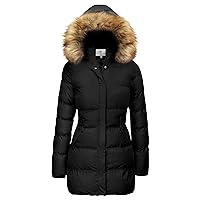 Women's Winter Thicken Puffer Coat Warm Jacket with Faux Fur Removable Hood