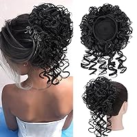 Messy Bun Hair Piece, Hair Pieces for Women,Bun Hair Pieces for Women,Synthetic Messy Hair Bun,Hair Buns Hair Piece with Adjustable Drawstring and 4 inner Combs,8 inch Black