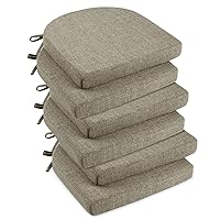 downluxe Indoor Chair Cushions for Dining Chairs, Soft and Comfortable Textured Memory Foam Kitchen Chair Pads with Ties and Non-Slip Backing, 16