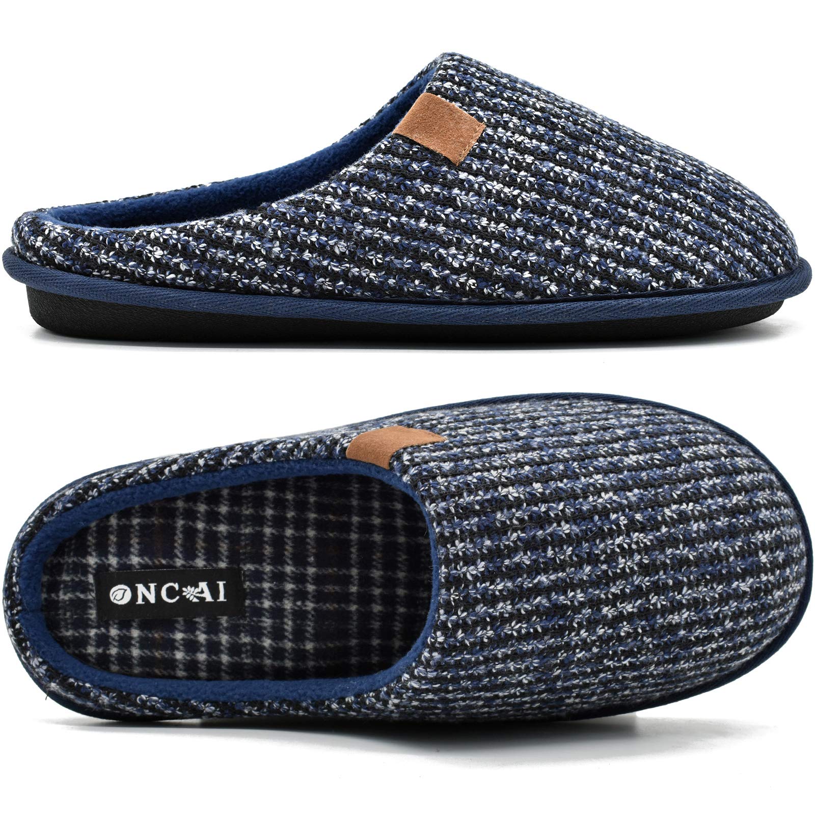 ONCAI Mens Slippers Cozy Memory Foam scuff Slippers Slip On Warm House Shoes Indoor/Outdoor With Best Arch Surpport Size 7-13