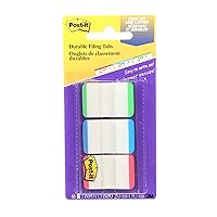 Post-it Tabs, 1 in, Lined, Green, Blue, Red, 22 Tabs/Color, 66 Tabs/On-the-Go Dispenser (686L-GBR)