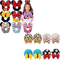 16Pcs Sequin Mouse Ears Hair Clips,Glitter Hair Bows Cute Mice Ears Hair Clips Barrettes for Women Girls Hair Accessories for Costume Party Favor Halloween Christmas Decoration