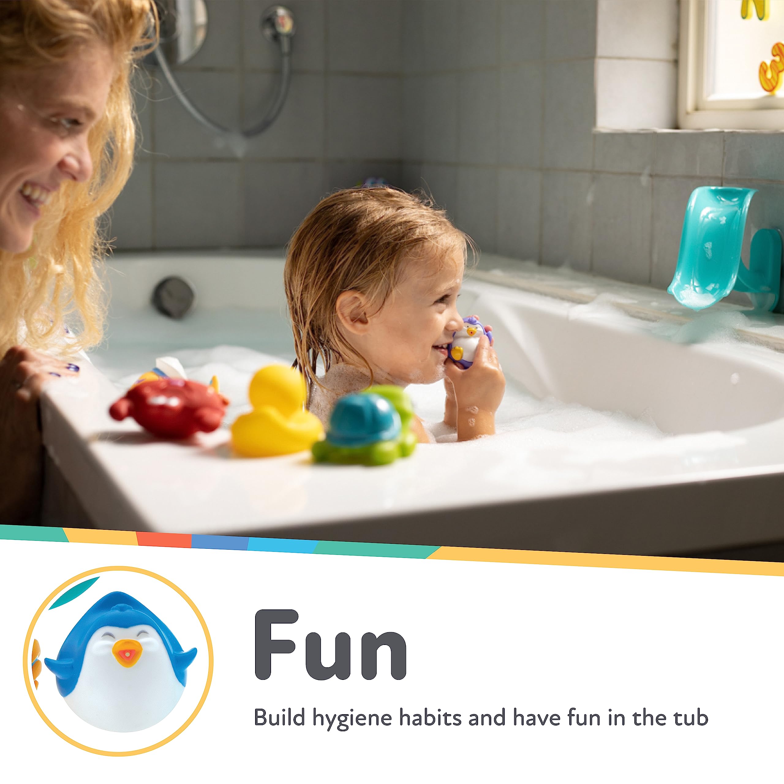 Nuby Bath Slide Play Set with 4 Bath Squirters, 12+M, BPA Free