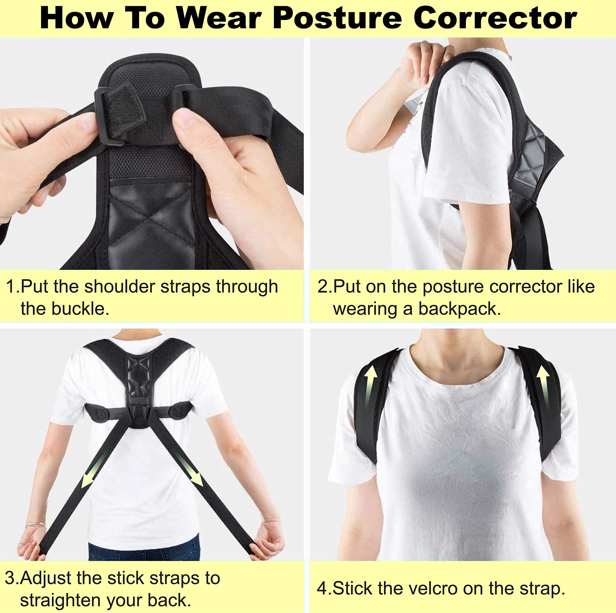 Posture Corrector for Women Men, Back Brace, Comfortable Posture Trainer for Spinal Alignment and Posture Support, Adjustable Back Straightener