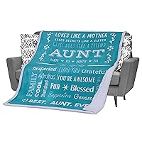 FILO ESTILO Best Aunt Ever Gifts, Auntie Gifts for Birthday from Niece or Nephew, Snuggly Soft Aunt Throw Blanket with Words of Appreciation 60x50 Inches (Teal, Sherpa)