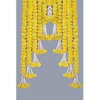 THE ART BOX Marigold Garland Diwali Decorations Wedding Decorations Artificial Flowers Fake Flowers Fall Garland Christmas Decor Flower Garland Strands, Pack of 5 Pcs - 5 Feet Each, Yellow