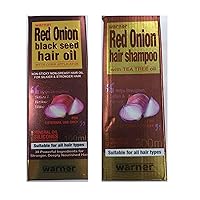 AYUSELLER Red Onion Black Seed Hair Oil 100ml + Red Onion Black Seed Hair Shampoo - Natural Hair Care Duo for Nourished Strong and Healthy Hair Natural Revitalizer