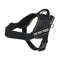 DT Fun Works Harness, Do Not Feed, Black With Yellow Trim, Large - Fits Girth Size: 32-Inch to 42-Inch