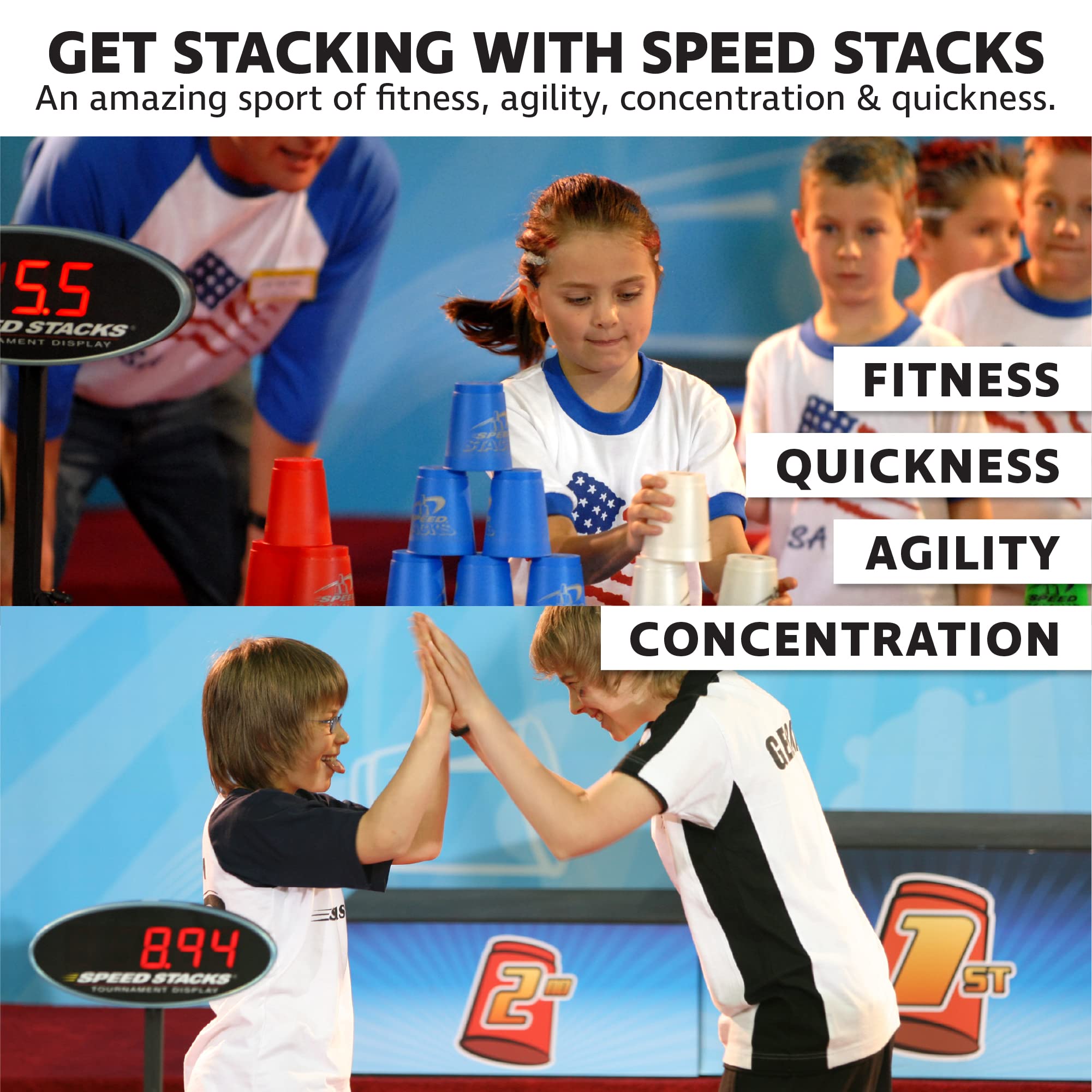 Speed Stacks | Official Sport Stacking Set, Green - 12 Cups and Holding Stem | Top Grade Materials, Low Friction | WSSA Approved