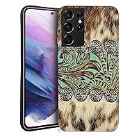 Western Samsung Galaxy S20 FE Case, Cowhide Print Western Country Turquoise iPhone Case for Men Women Cowgirl Cowboy Gifts Cool Cute Design Soft TPU Shockproof Case