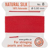100% Silk Beading Thread, Red, Size 8, 10 Pack | BDC-235.08