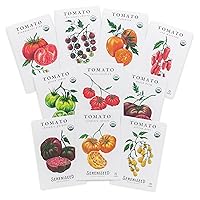Certified Organic Tomato Seeds (10-Pack) – Non GMO, Open Pollinated – Cherokee Purple, Chocolate Cherry, Green Zebra, Brandywine Pink, Black Krim and More - Tomato Seeds for Planting