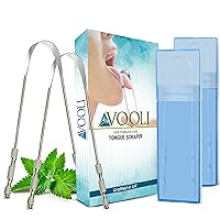 Metal Tongue Scraper with Case, Pack of 2 - Stainless Steel Tongue Scraper Cleaner for Bad Breath Remover, Tongue Cleaner for Adults, Metal Tongue Scrapers, Oral Hygiene Toungescrapper Kit