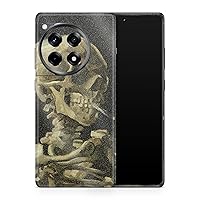 Glossy Glitter Phone Skin Compatible with OnePlus 12R (2024) - Skull with Cigarette - Premium 3M Vinyl Protective Wrap Decal Cover - Easy to Apply | Crafted in The USA by MightySkins