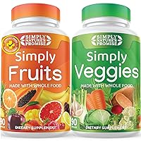 Simply Nature's Promise - Fruit and Vegetable Supplements - 90 Veggie and 90 Fruit Capsules - Made with Whole Food Superfoods, Packed Vitamins & Minerals - Soy Free - Made in The USA