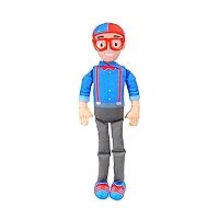 Blippi BLP0013 Bendable Plush Doll, 16” Tall Featuring SFX-Squeeze The Belly to Hear Classic catchphrases-Fun, Educational Toys for Babies, Toddlers, and Young Kids