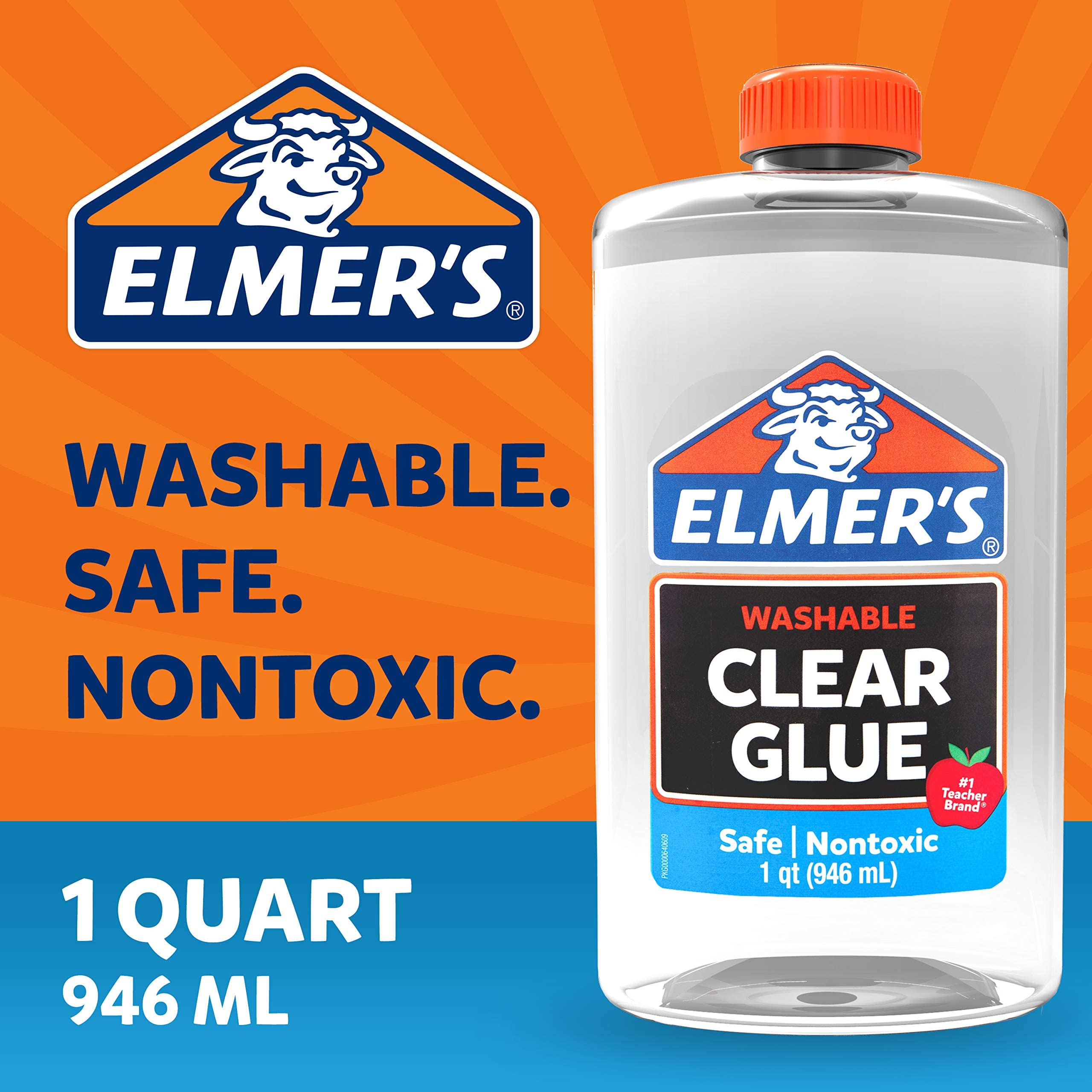 Elmer's Liquid School Glue, Clear, Washable, 32 Ounces - Great for Making Slime