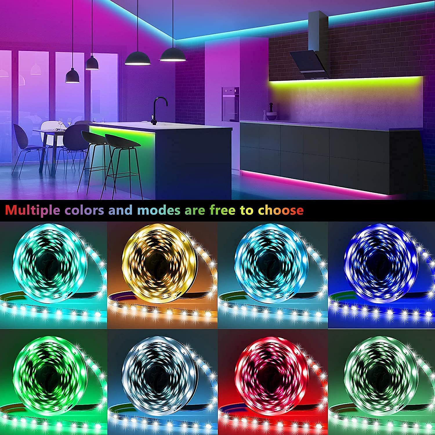 Tenmiro Led Lights for Bedroom, Music Sync LED Rope Lights APP Control with Remote, RGB Led Strip Lights for Room Kitchen Party Home Decoration (65.6ft)