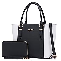 YZAOLL Purses for Women PU Leather Medium Tote Satchel Handbags with Matching Wrist Bag set