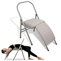 Get Out! Yoga Chair Backless Folding Chair - 480lb Metal Back Bender Lounge Inversion Handstand Trainer - Yoga Props Exercise Chair for Restorative Flow - Headstand Stool Inversion Chair for Back Pain