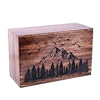 Handcrafted Mountain Wooden Cremation Urns for Human Ashes Adult Large - Tree of Life Funeral Urn Box - Burial Urns for Columbarium (250 LB - Hardwood, Flying Dove)