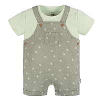 Gerber Unisex Baby Gauze Overall Romper And T-Shirt Set