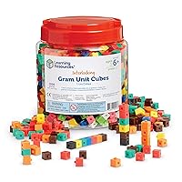 Learning Resources Interlocking Gram Unit Cubes, Math Classroom Teaching Aids, 10 Assorted Colors, Set of 1, 000, Ages 6+