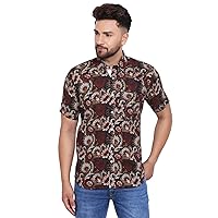 WINTAGE Men's Jaipur Cotton Tropical Hawaiian Batik Casual Shirt