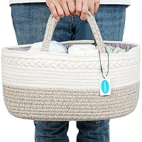 Casaphoria Caddy Organize Woven Cotton Rope Basket Caddy Baskets for Storage,Basket for Gift, Cotton Basket with Handle,Soft Basket,Newborn Gifts ,Storage Caddy,light brown(15.5