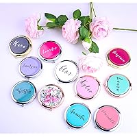 Personalized Compact Mirror, Custom Name or Initial Bridesmaid Gift, Your Logo Any Image, Christmas for her Bachelorette Wedding Favors Travel Presents