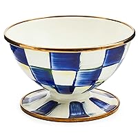 MACKENZIE-CHILDS Enamel Ice Cream Dish, Serving Bowl for Entertaining, 2-Cup Capacity, Blue-and-White Royal Check