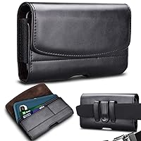 Takfox Phone Holster for Samsung Galaxy Note 20 Ultra S24 Ultra S23+S21 S20 A13 A14 A15 A35 A02S A03S A32 A23 A54,iPhone 15 Pro Max 14 13 XR Leather Belt Clip Loops Phone Pouch Card Holder Case,Black