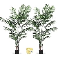 2 Pack Artificial Areca Palm Plant 6.5FT Fake Palm Tree with 18 Branches Faux Tree in Pot for Home Decor Office House Living Room Indoor Outdoor Housewarming Xmas Gift