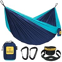 Camping Hammock - Camping Essentials, Portable Hammock w/Tree Straps, Single or Double Hammock for Outside, Hiking, and Travel